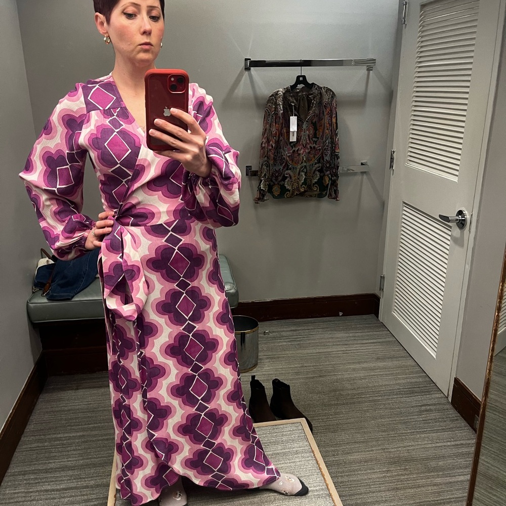 Smythe Medallion  Pink and Purple Wrap Dress